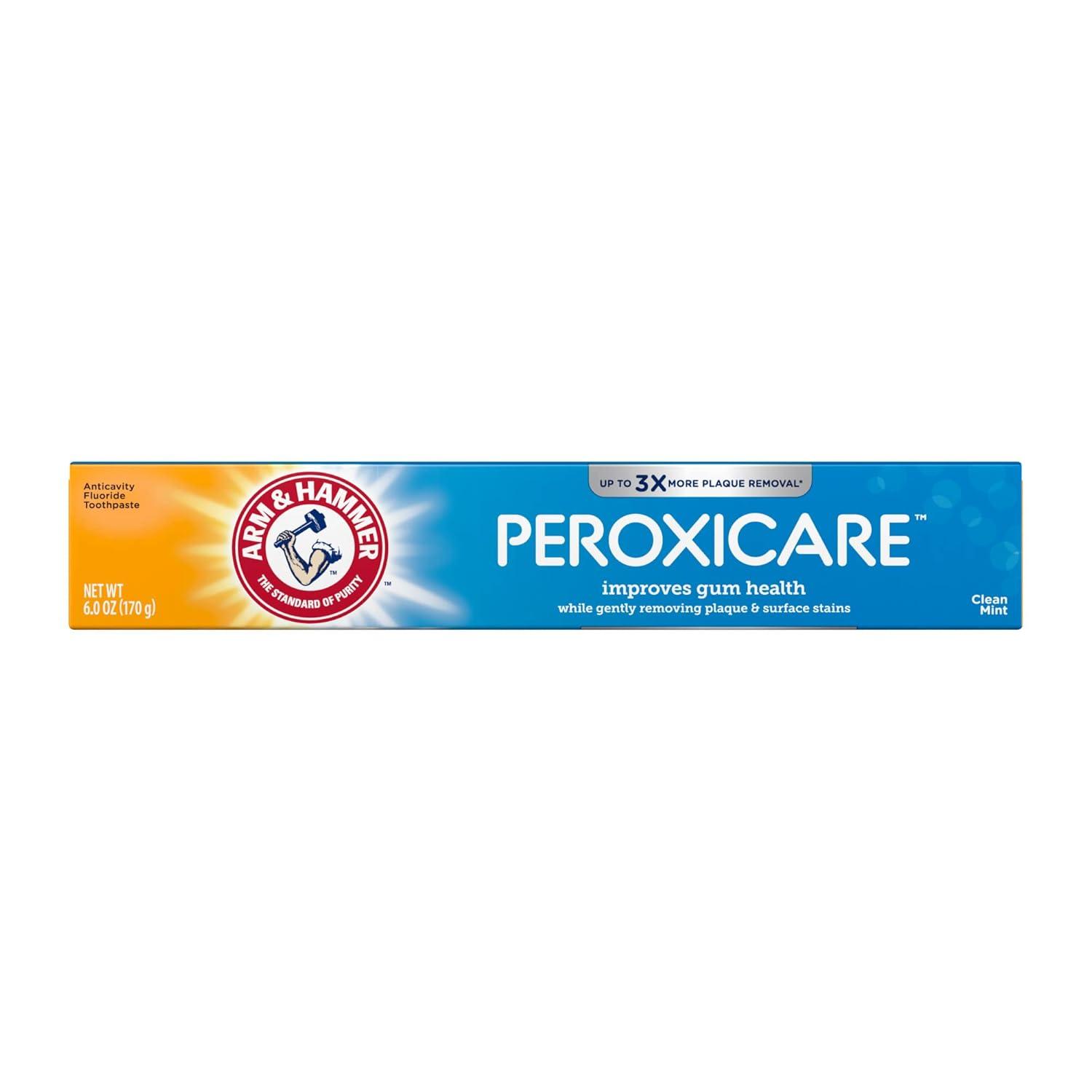 imageARM ampamp HAMMER Peroxicare Toothpaste for Gum Health Baking Soda Toothpaste Clean Mint 60 oz Pack of 46 Ounce Pack of 2