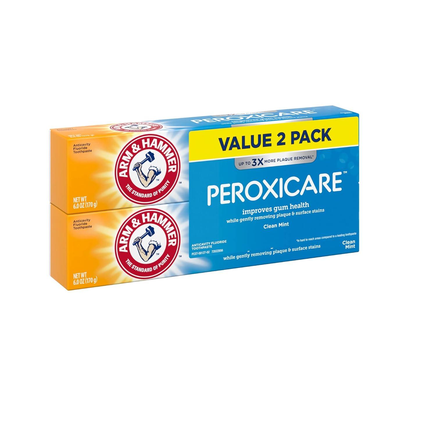imageARM ampamp HAMMER Peroxicare Toothpaste for Gum Health Baking Soda Toothpaste Clean Mint 60 oz Pack of 46 Ounce Pack of 2