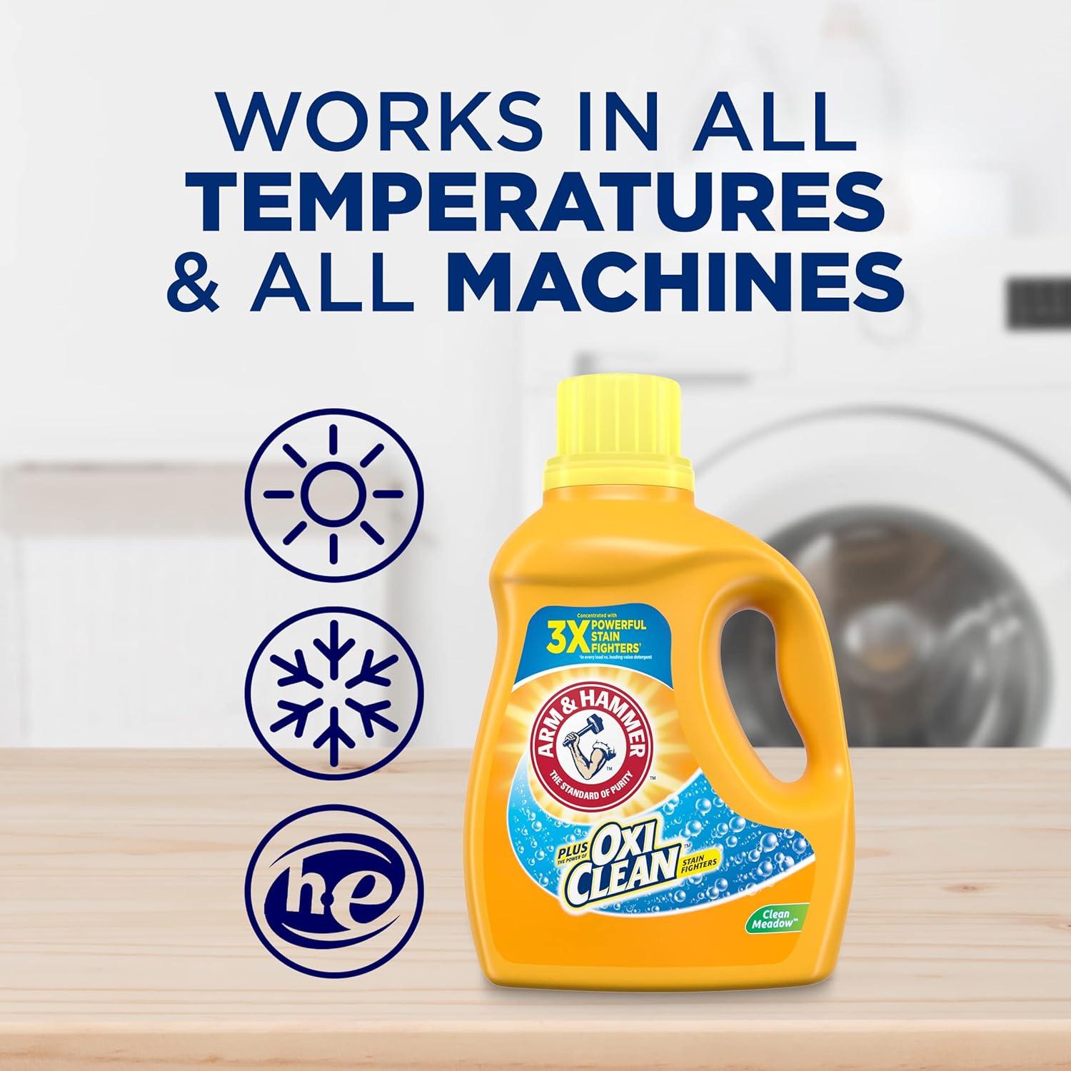 imageARM ampamp HAMMER Plus OxiClean Clean Meadow 77 Loads Liquid Laundry Detergent 1005 fl oz1005 Fl Oz Pack of 2