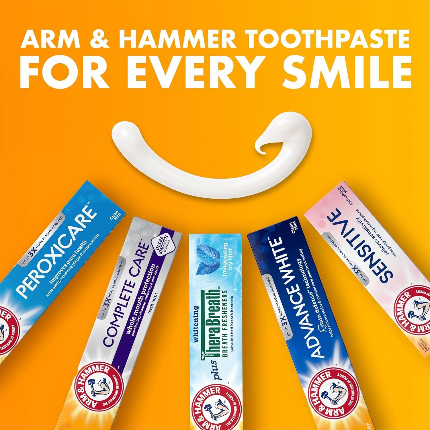 imageARM ampamp HAMMER Toothpaste Plus TheraBreath Breath Fresheners ICY Mint Flavor Teeth Whitening Toothpaste Anticavity Fluoride for Bad Breath 55 Oz Pack of 2Fresheners
