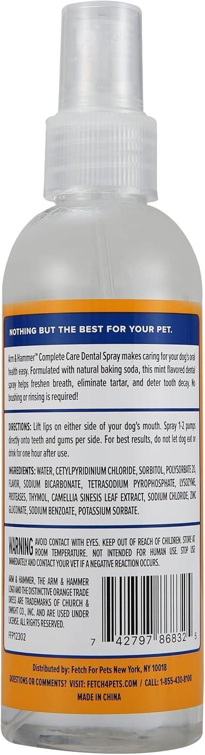 imageArm ampamp Hammer Complete Care Dog Dental Spray Mint Flavor Easy Brushless Dog Breath Freshener Baking Soda Enhanced Formula for Fresh Dog Breath 6ozComplete Care