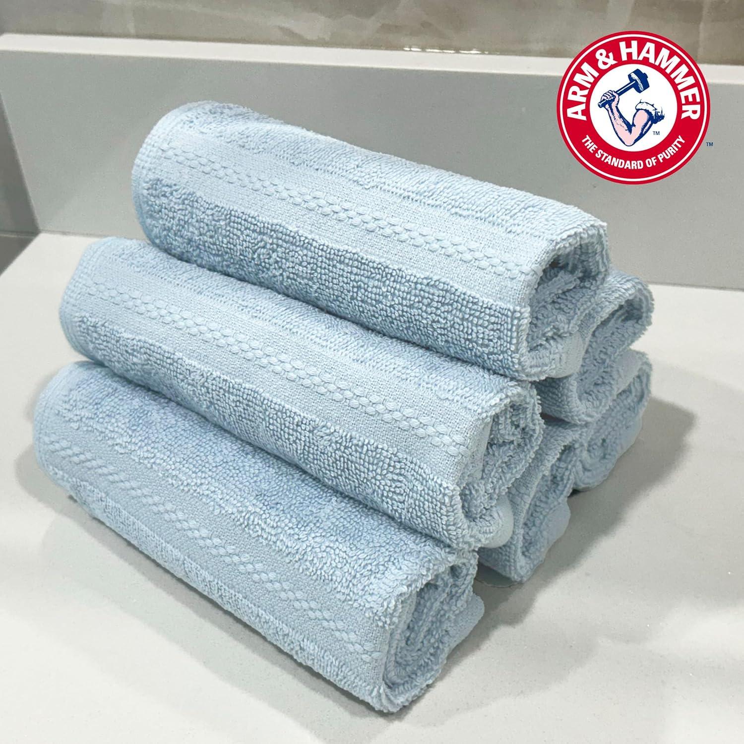 imageArm ampamp Hammer Performance Towel Washcloth Set 6 Piece Light BlueWhite