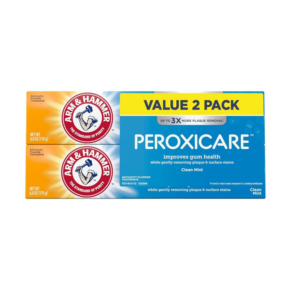 imageARM ampamp HAMMER Peroxicare Toothpaste for Gum Health Baking Soda Toothpaste Clean Mint 60 oz Pack of 46 Ounce Pack of 2