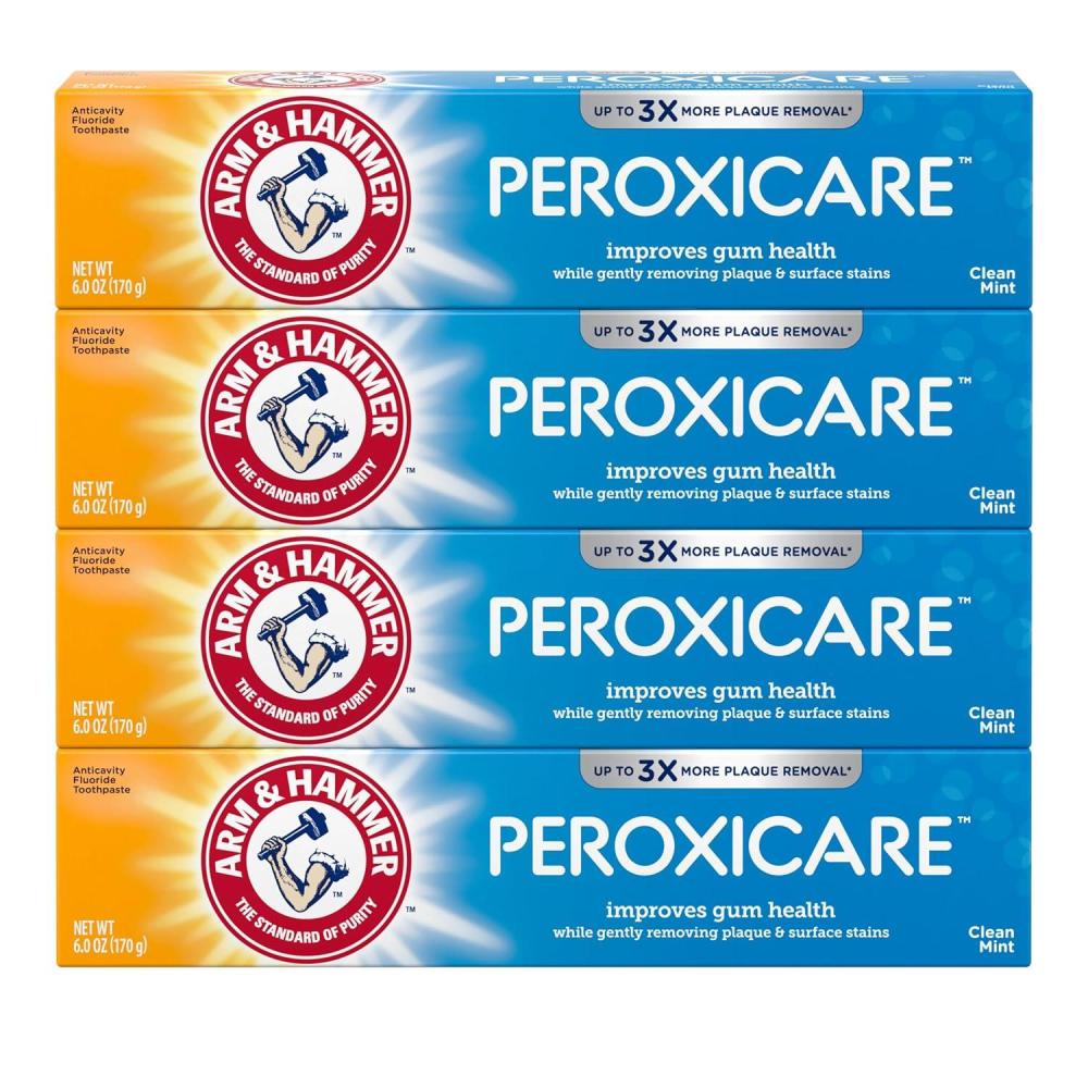 imageARM ampamp HAMMER Peroxicare Toothpaste for Gum Health Baking Soda Toothpaste Clean Mint 60 oz Pack of 46 Ounce Pack of 4