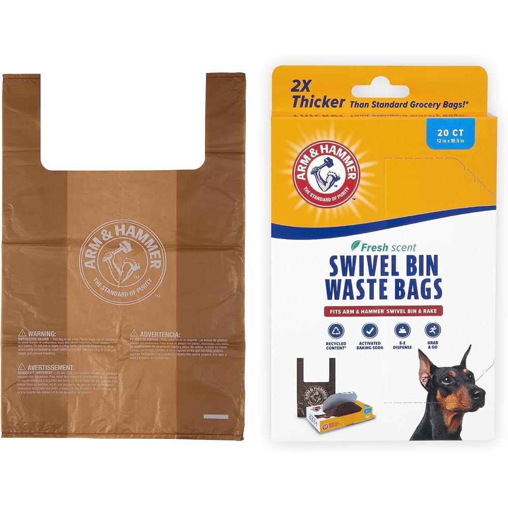 imageArm ampamp Hammer Heavy Duty Pet Waste Bags for Swivel Bin ampamp Rake Dog Pooper Scooper 20 Count Refill Bags Packaging May Vary1 Count Pack of 20