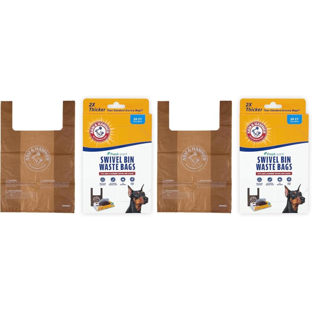 imageArm ampamp Hammer Heavy Duty Pet Waste Bags for Swivel Bin ampamp Rake Dog Pooper Scooper 20 Count Refill Bags Packaging May Vary1 Count Pack of 40