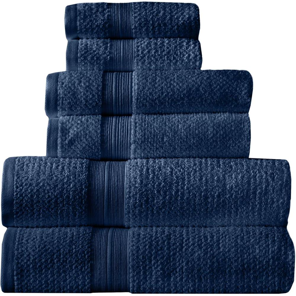 imageArm ampamp Hammer Quick Dry Bath Towel Set 6 Piece WhiteDark Blue