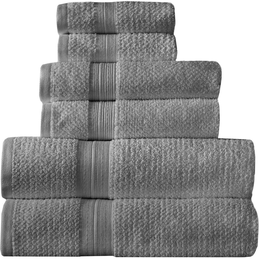 imageArm ampamp Hammer Quick Dry Bath Towel Set 6 Piece WhiteGrey