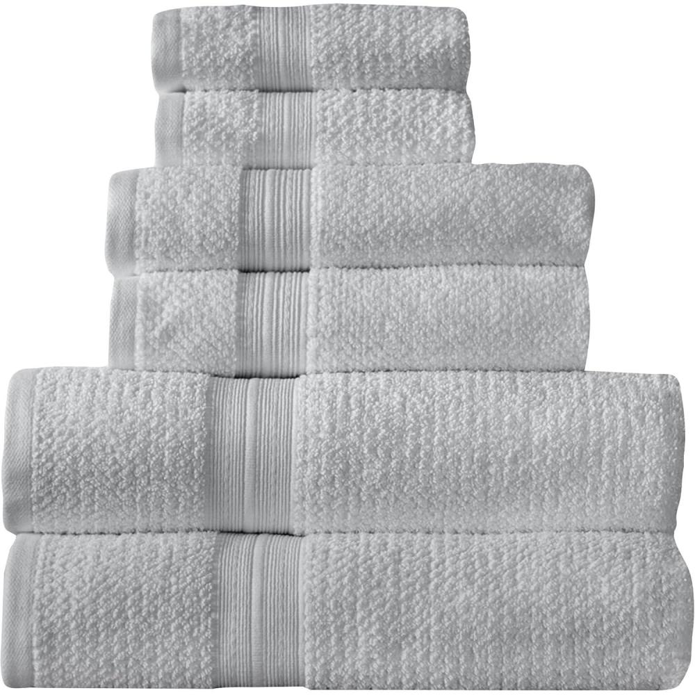 imageArm ampamp Hammer Quick Dry Bath Towel Set 6 Piece WhiteLight Grey