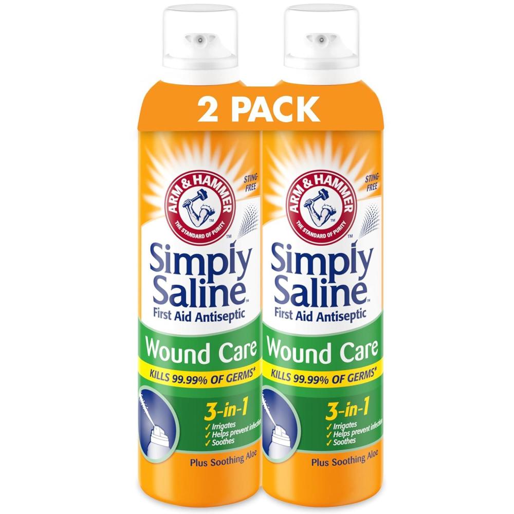 imageArm ampamp Hammer Simply Saline Wound Care 3in1 Antiseptic First Aid Spray with Aloe to Help Prevent Infection StingFree Saline for Wound Irrigation and Cleaning Soothe Wounds with Aloe 74 oz 2pk