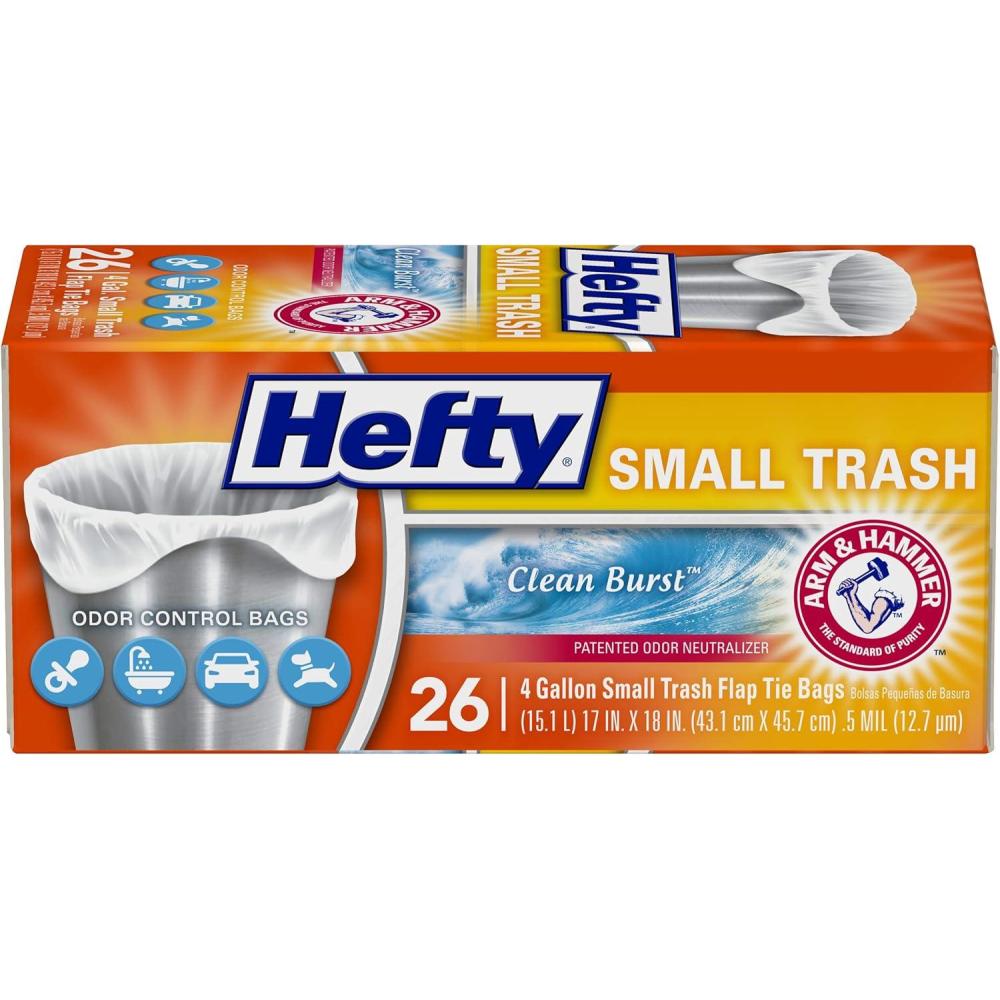 imageHefty Small Trash Bags Fabuloso Scent 4 Gallon 34 CountClean Burst