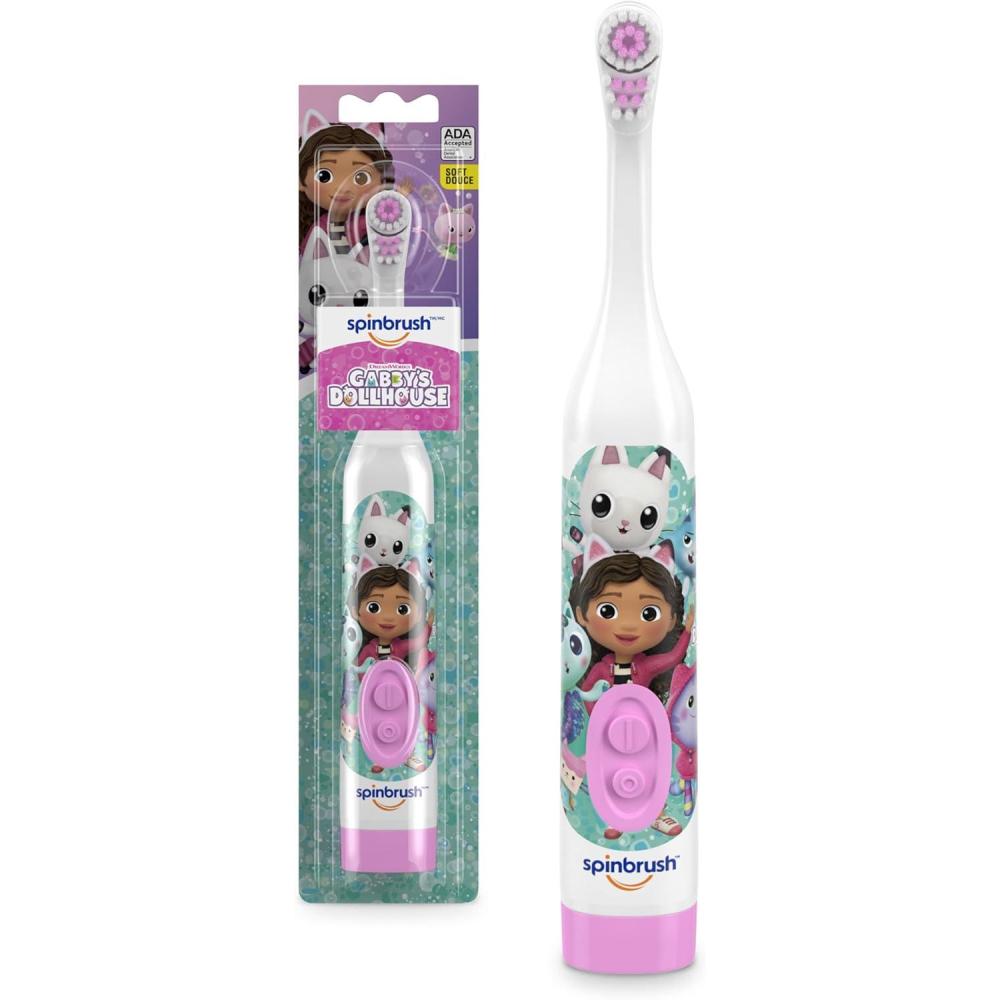 imageSpinbrush Gabbys Dollhouse Kids Electric Battery Toothbrush Soft BristlesToothbrush