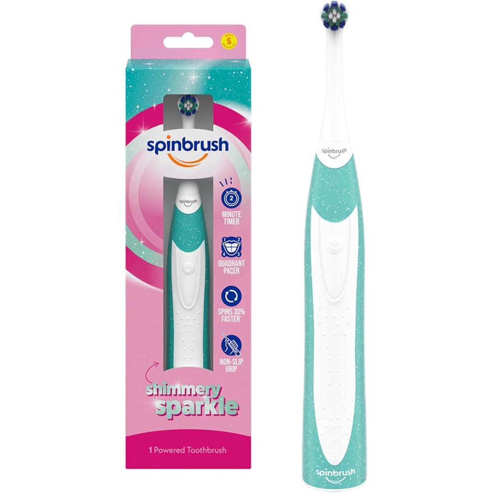 imageSpinbrush Kids Electric Toothbrush Glow in The Dark BatteryPoweredShimmery Sparkle