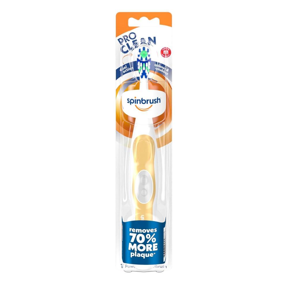 imageSpinbrush PRO CLEAN Battery Powered Toothbrush Medium Bristles 1 Count Gold or Blue Color May Vary