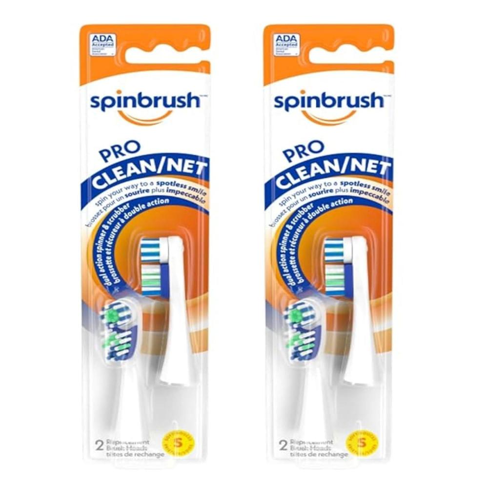 imageSpinbrush Pro Clean Replacement Toothbrush Heads Soft Bristles Dentist Recommended 4Pack1 Count Pack of 4