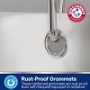 Arm & Hammer Fabric Shower Curtain with Waterproof Back, 70 x 72, Grey(White)