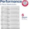 Arm & Hammer Performance Towel Washcloth Set, 6 Piece, Light Blue(Light Grey)