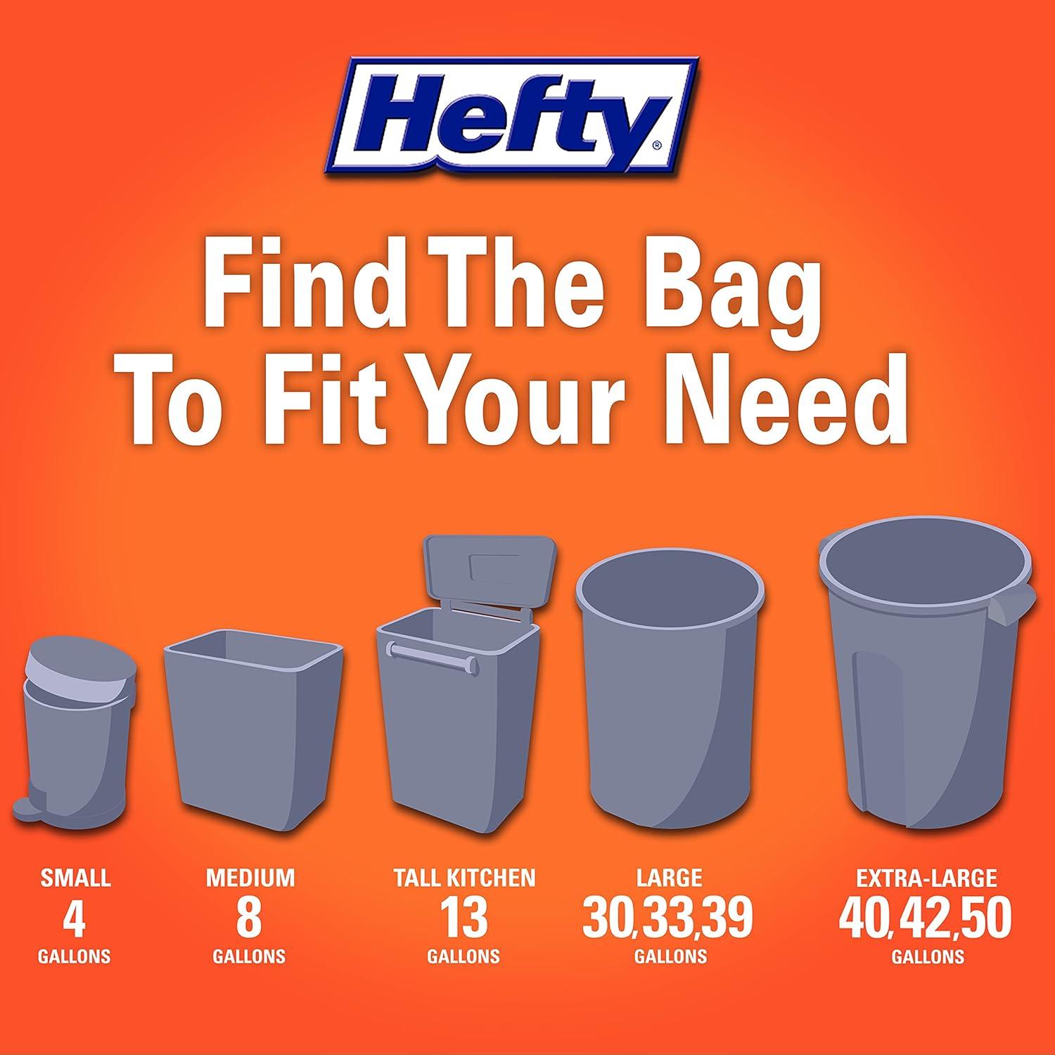 imageHefty Ultra Strong 13 Gallon Trash Bags Black Tall Kitchen Trash Bags 13 Gallon Size Break Resistant Drawstring Enclosure Continuous Odor Control Blackout Unscented 40 BagsGrey