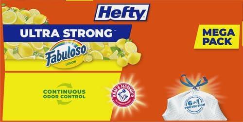 imageHefty Ultra Strong 13 Gallon Trash Bags Tall Kitchen Trash Bags 13 Gallon Size Drawstring Closure Continuous Odor Control White Lavender and Sweet Vanilla Scent 110 BagsFabuloso Lemon