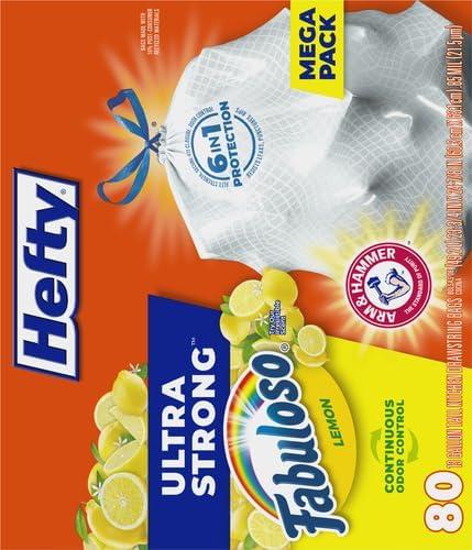 imageHefty Ultra Strong 13 Gallon Trash Bags Tall Kitchen Trash Bags 13 Gallon Size Drawstring Closure Continuous Odor Control White Lavender and Sweet Vanilla Scent 110 BagsFabuloso Lemon