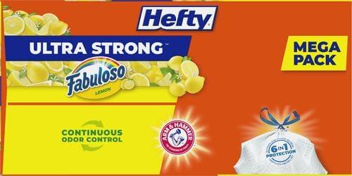 imageHefty Ultra Strong 13 Gallon Trash Bags Tall Kitchen Trash Bags 13 Gallon Size Drawstring Closure Continuous Odor Control White Lavender and Sweet Vanilla Scent 110 BagsFabuloso Lemon