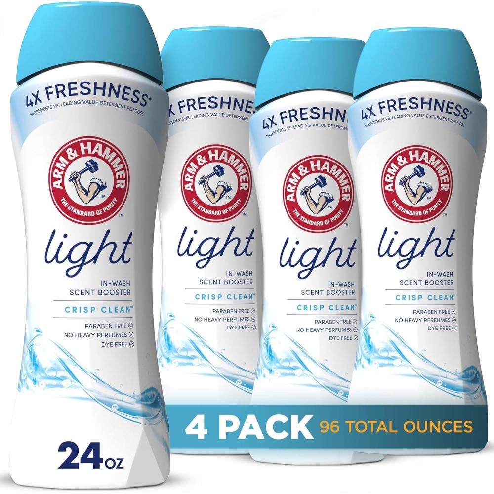 imageARM ampamp HAMMER Light InWash Scent Booster Laundry Scent Booster Crisp Clean scent 24 Oz24 Ounce Pack of 4