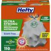 Hefty Ultra Strong 13 Gallon Trash Bags, Black Tall Kitchen Trash Bags 13 Gallon Size, Break Resistant Drawstring Enclosure, Continuous Odor Control, Blackout, Unscented, 40 Bags(Grey)