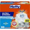 Hefty Ultra Strong 13 Gallon Trash Bags, Tall Kitchen Trash Bags 13 Gallon Size, Drawstring Closure, Continuous Odor Control, White, Unscented, 40 Bags(80 Count (Pack of 1))