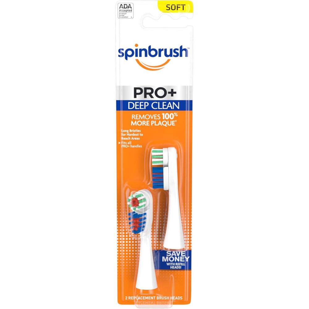imageSpinbrush ARM ampamp HAMMER PRO Deep Clean REFILLs Battery Powered Toothbrush Removes 100 More Plaque Soft Bristles Two Replacement Heads Packing may vary2 Count Pack of 1