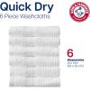 Arm & Hammer Quick Dry Washcloth Set, 6 Piece, Light Blue(White)