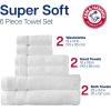Arm & Hammer Super Soft Bath Towel Set, 6 Piece, Khaki(Dark Blue)