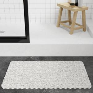 Arm & Hammer Sensory Touch Non-Slip Loofah Bath Mat for Showers and Tubs, 17 x 30, Grey(White)