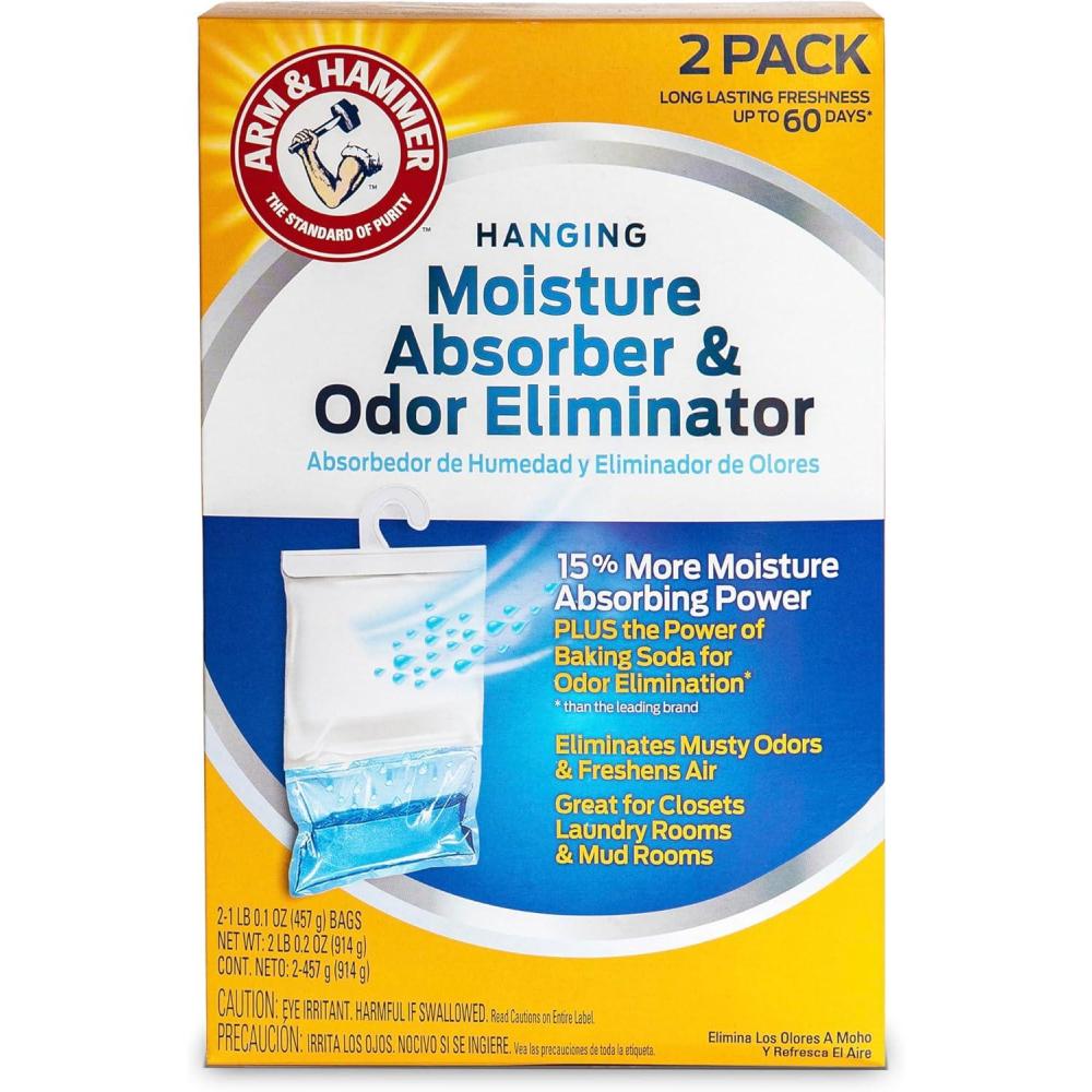 imageArm ampamp Hammer Fragrance Free Hanging Moisture Absorber and Odor Eliminator 8 Ct 4 Packs of 2 Traps Moisture for Fresher Cleaner Air Eliminates Musty Odors Lasts Up to 60 Days