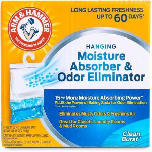 Arm & Hammer Hanging Moisture Absorber and Odor Eliminator, 16.1 oz., 6 Pack, Clean Burst, Moisture Absorbers for Closet and Small Rooms, Long-Lasting Freshness(Clean Burst)