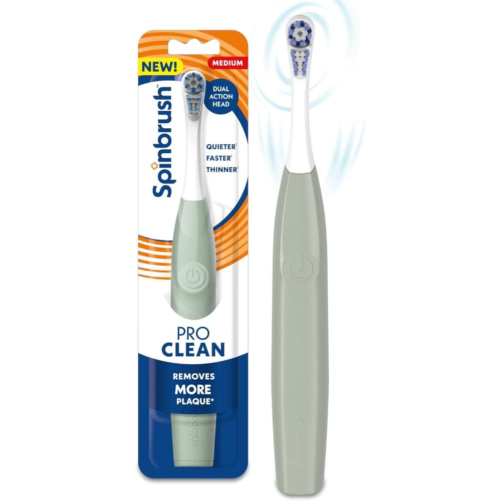imageSpinbrush Pro Whiten Battery Toothbrush for Adults Medium Bristles Batteries IncludedSage Green