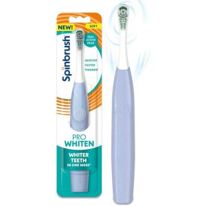 Spinbrush Pro Whiten, Battery Toothbrush for Adults, Medium Bristles, Batteries Included(Light Blue)